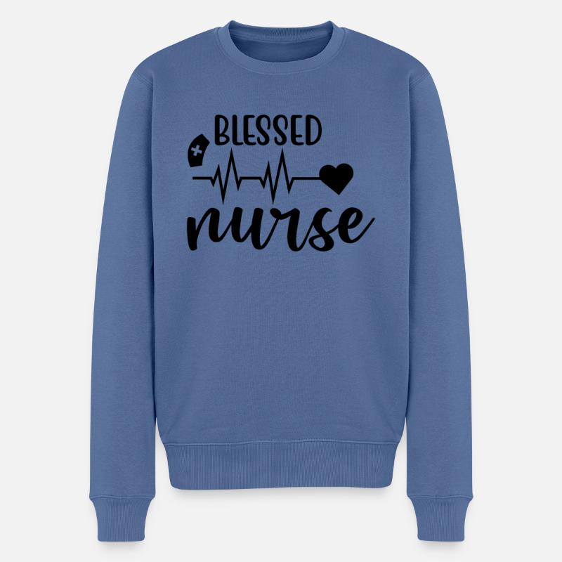 Blessed Nurse - Männer Premium Bio Pullover - Taubenblau