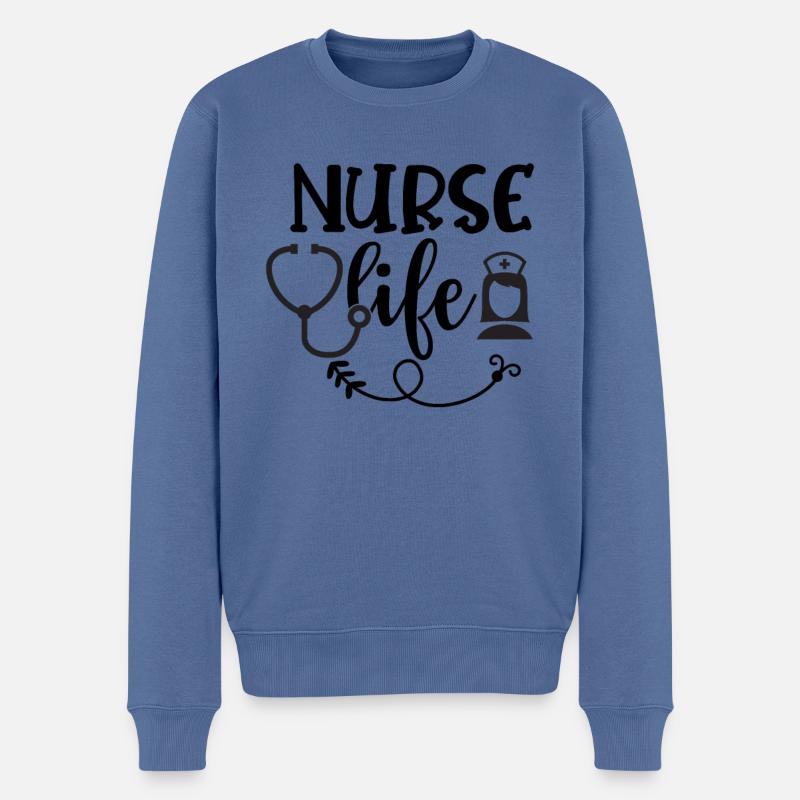 Nurse Life - Männer Premium Bio Pullover - Taubenblau