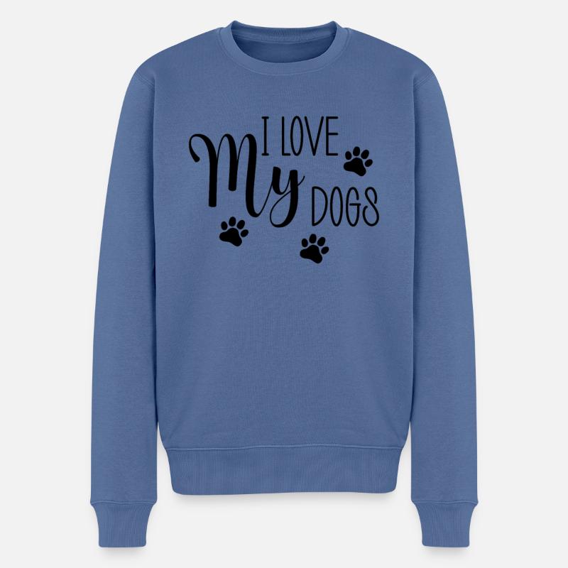 J’aime mes chiens - Pull Premium bio Homme - bleu pigeon