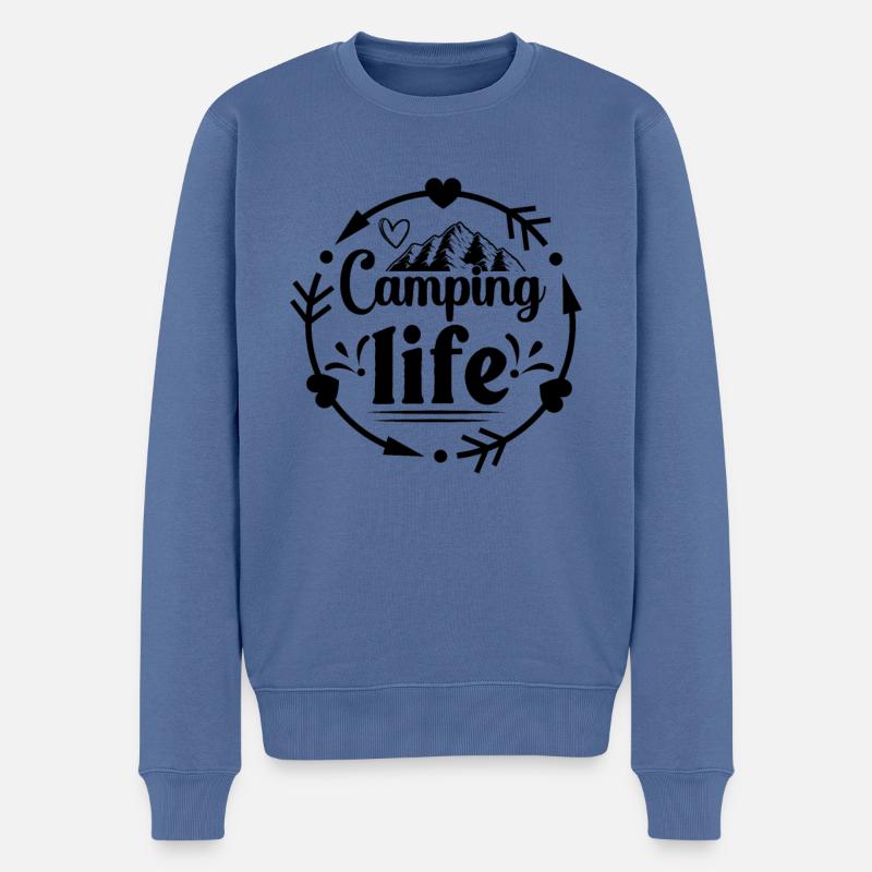 Camping Leben Wandershirt - Männer Premium Bio Pullover - Taubenblau