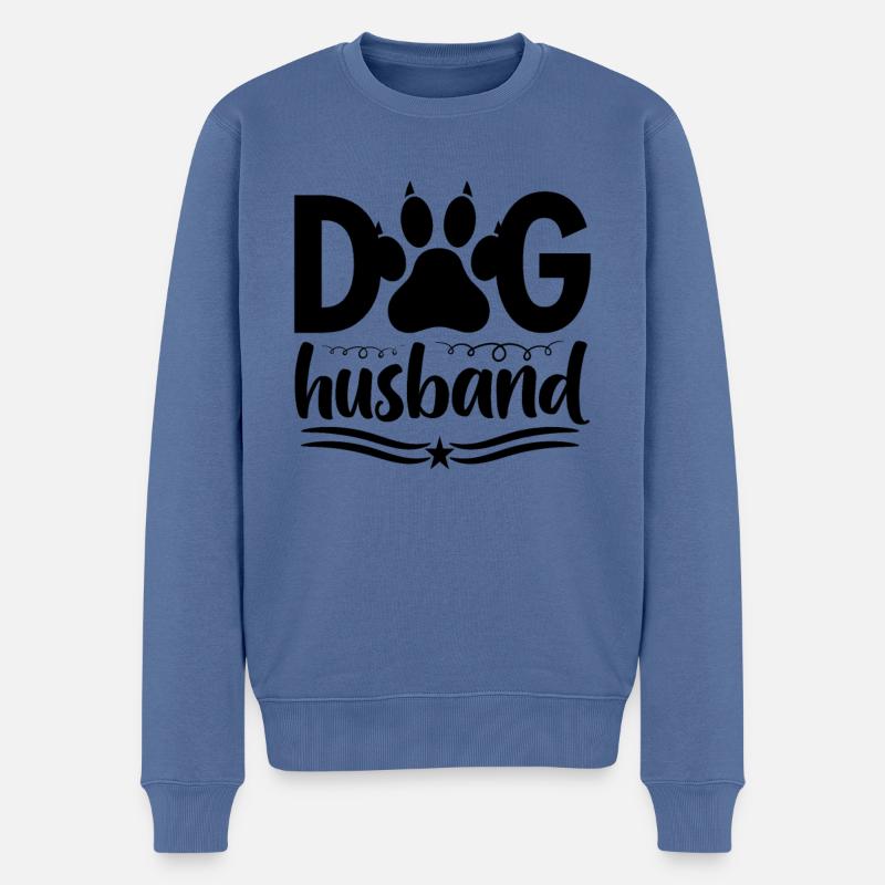 Hund Ehemann - Männer Premium Bio Pullover - Taubenblau
