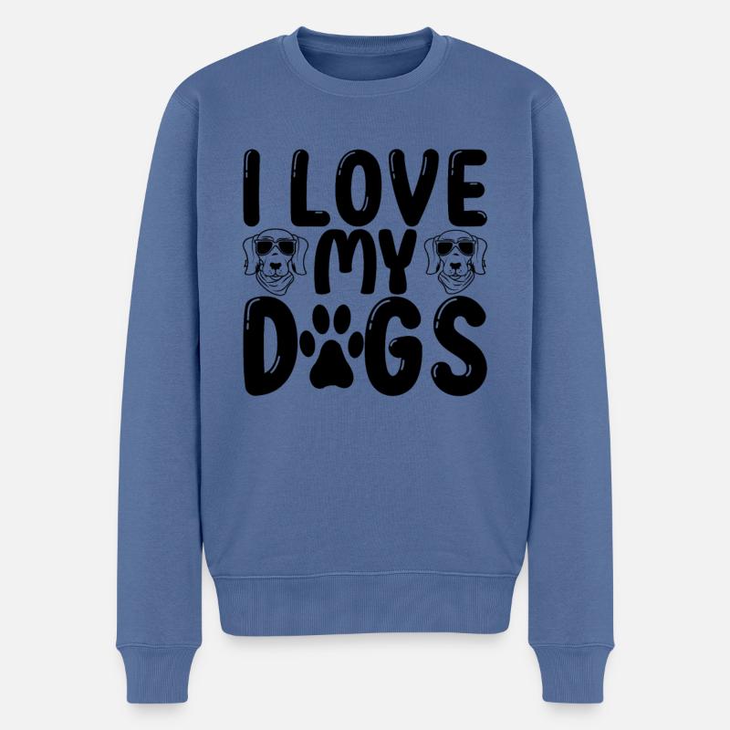 Ich liebe meine Hunde - Männer Premium Bio Pullover - Taubenblau