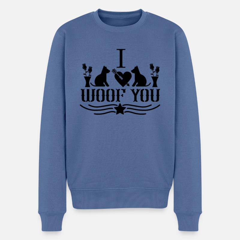 Ich wuff dich - Männer Premium Bio Pullover - Taubenblau