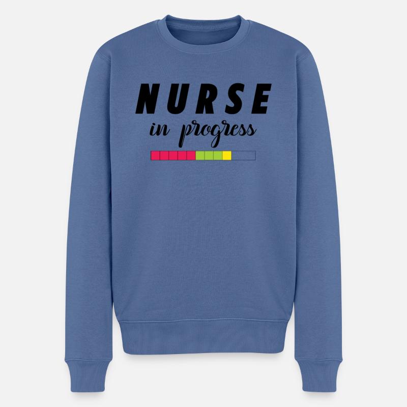 Krankenschwester in Arbeit - Männer Premium Bio Pullover - Taubenblau