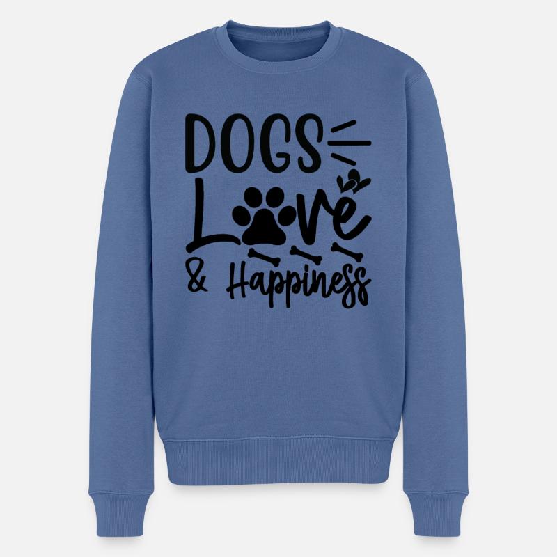 Chiens Amour & Bonheur - Pull Premium bio Homme - bleu pigeon