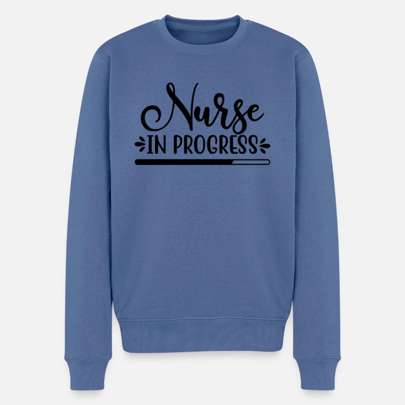 Infirmière au travail - Pull Premium bio Homme - bleu pigeon
