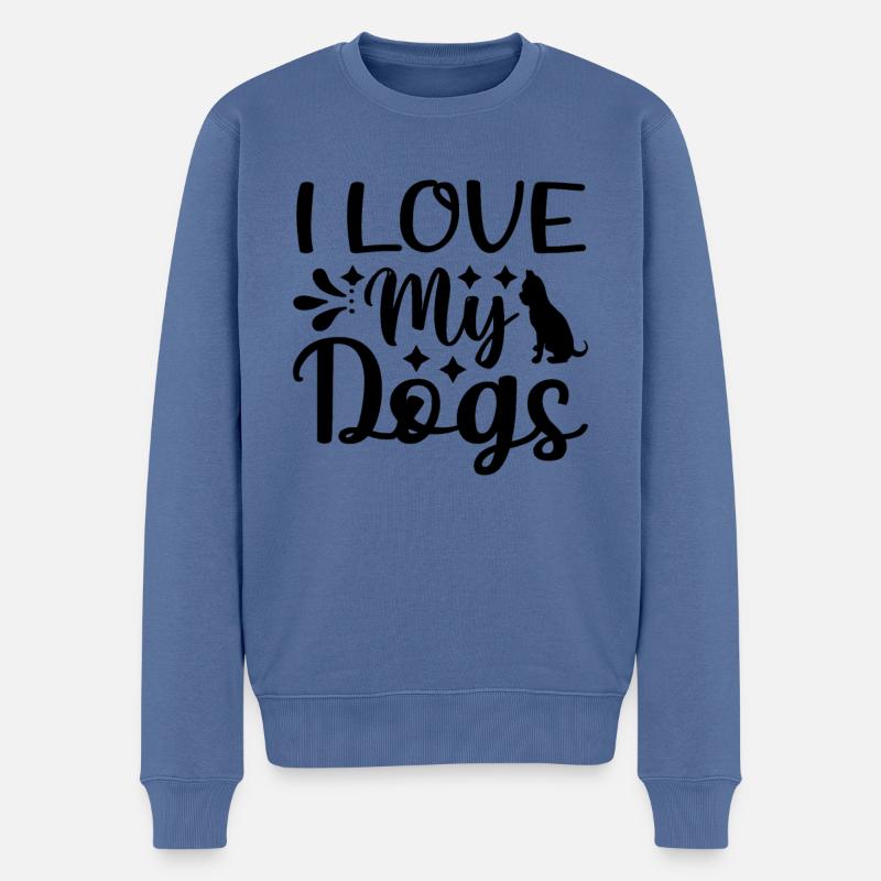 Ich liebe meine Hunde - Männer Premium Bio Pullover - Taubenblau