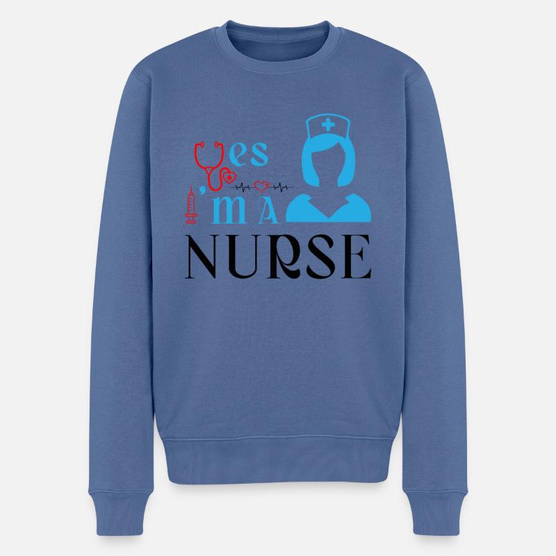 Ja, ich bin eine Krankenschwester - Männer Premium Bio Pullover - Taubenblau