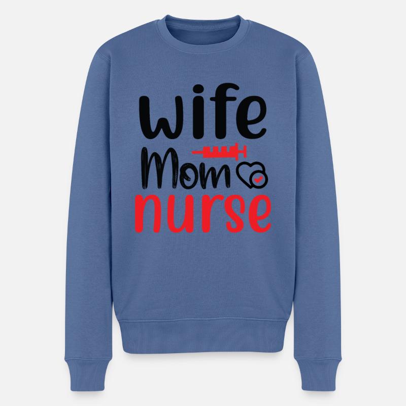 Frau Mutter Krankenschwester - Männer Premium Bio Pullover - Taubenblau
