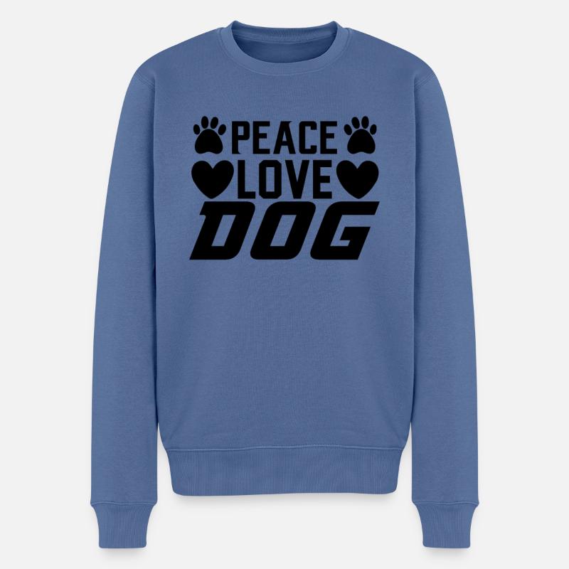 Frieden Liebe Hunde - Männer Premium Bio Pullover - Taubenblau