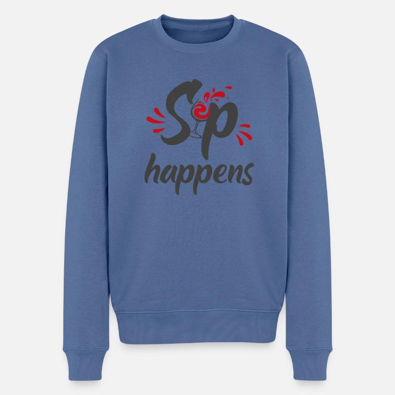 Schlückchen passiert - Männer Premium Bio Pullover - Taubenblau