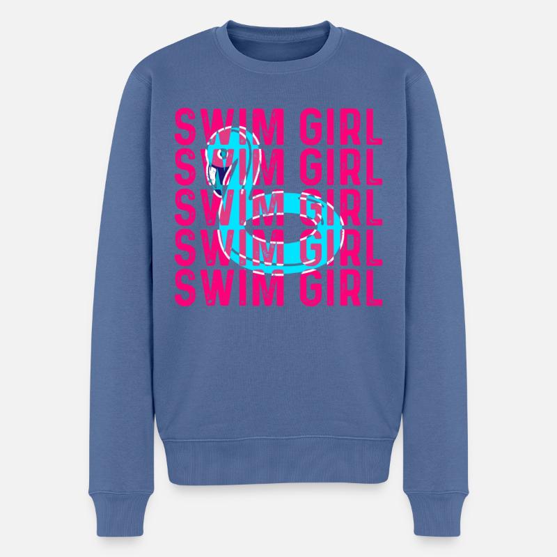 Schwimmen Mädchen - Männer Premium Bio Pullover - Taubenblau