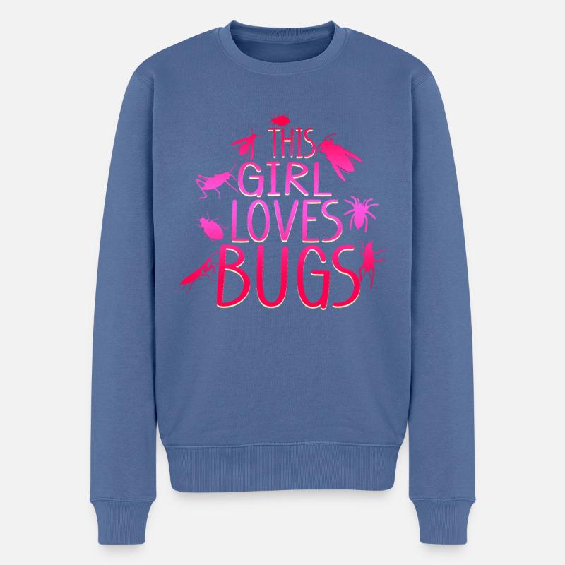 Insekten Mädchen - Männer Premium Bio Pullover - Taubenblau