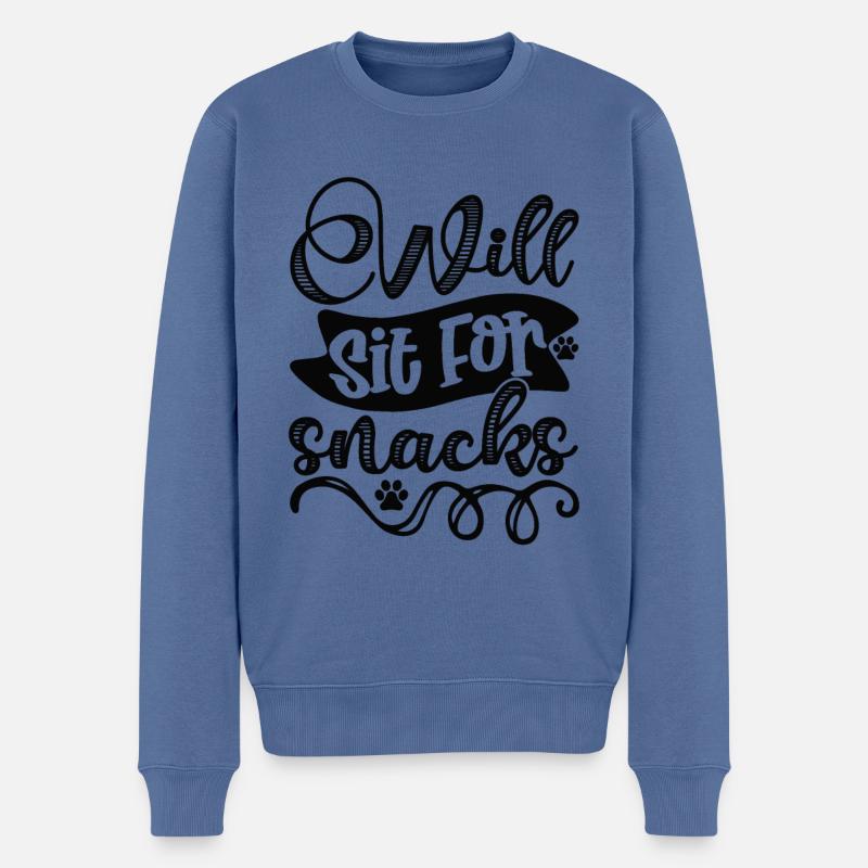 Sitzt für Leckerlis - Männer Premium Bio Pullover - Taubenblau