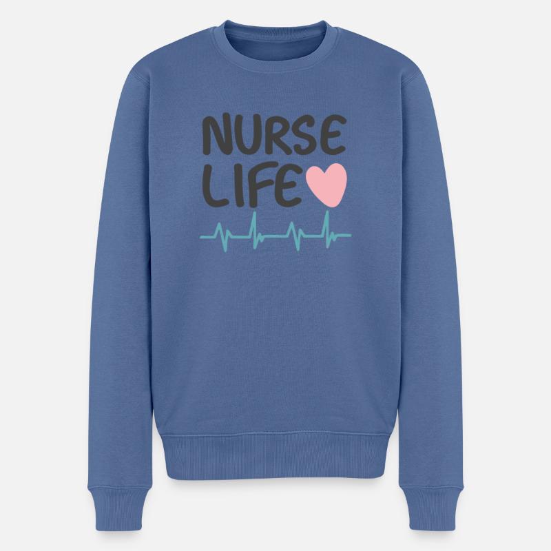 Krankenschwester Leben - Männer Premium Bio Pullover - Taubenblau