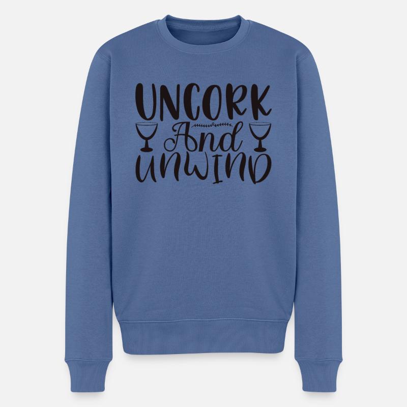 Déboucher et se détendre - Pull Premium bio Homme - bleu pigeon