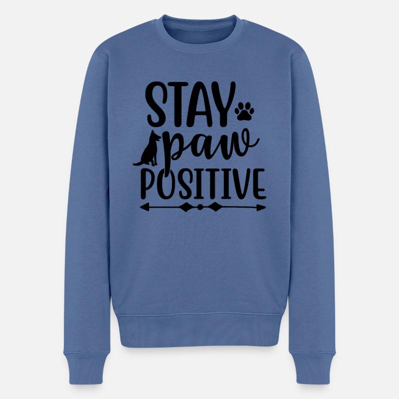 Restez positif patte - Pull Premium bio Homme - bleu pigeon
