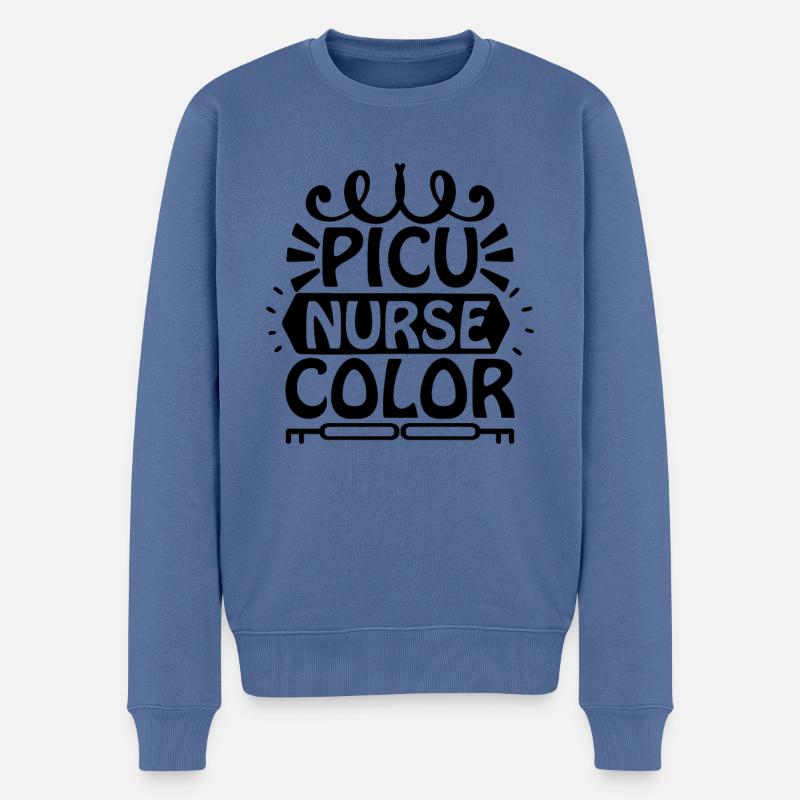 Infirmière Picu - Pull Premium bio Homme - bleu pigeon