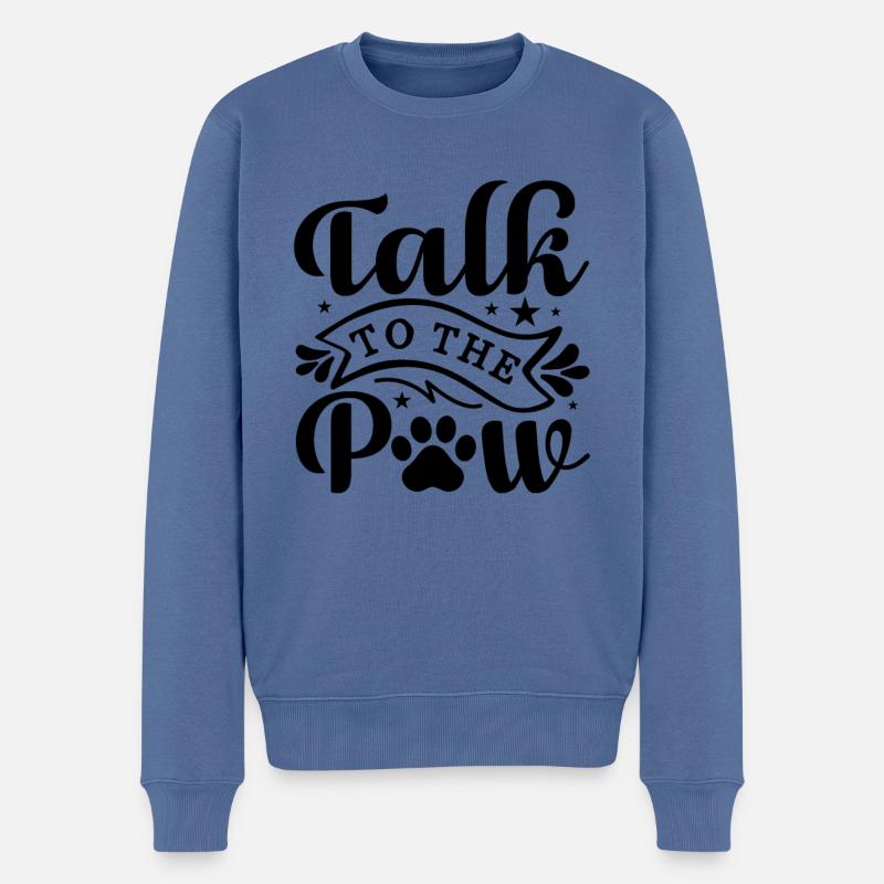 Sprich mit der Pfote - Männer Premium Bio Pullover - Taubenblau