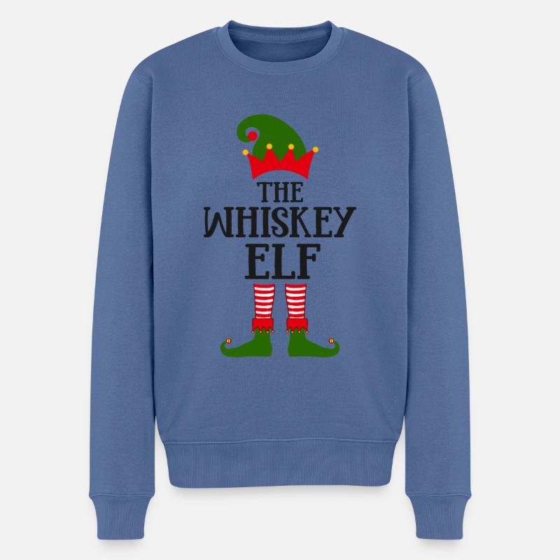 Die Whiskey-Elfe Weihnachtszeit - Männer Premium Bio Pullover - Taubenblau