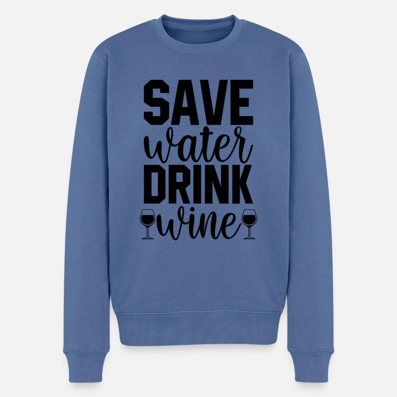 Spar Wasser trink Wein - Männer Premium Bio Pullover - Taubenblau