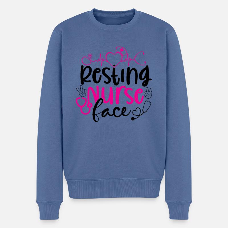 Resting Nurse Face - Männer Premium Bio Pullover - Taubenblau