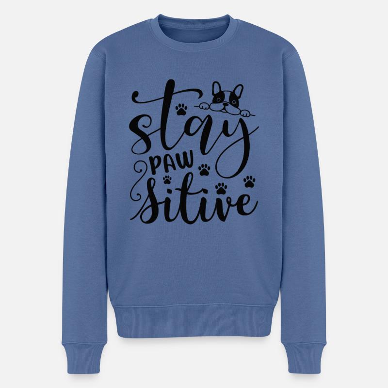 Restez pawsitive - Pull Premium bio Homme - bleu pigeon