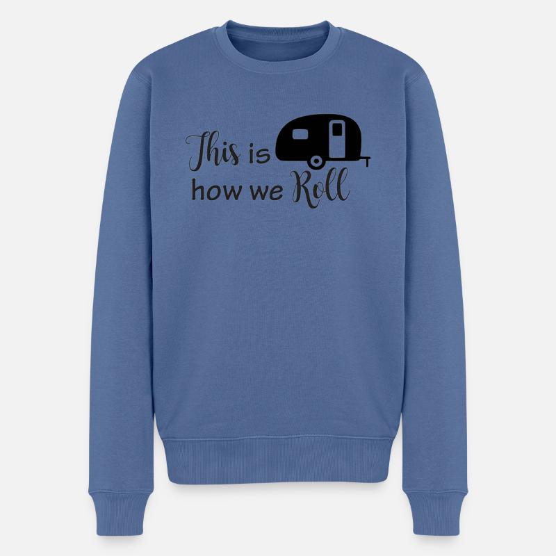 So sind wir unterwegs - Männer Premium Bio Pullover - Taubenblau