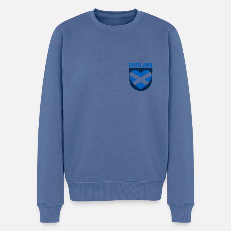 Écosse Flag Cœur Écossais - Pull Premium bio Homme - bleu pigeon
