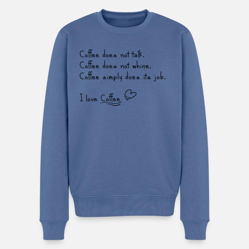 Ich liebe Kaffee - Männer Premium Bio Pullover - Taubenblau