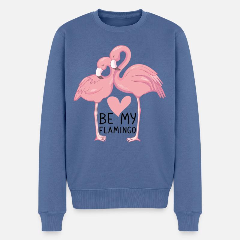 Beziehungs Motiv Sei Mein Flamingo - Männer Premium Bio Pullover - Taubenblau