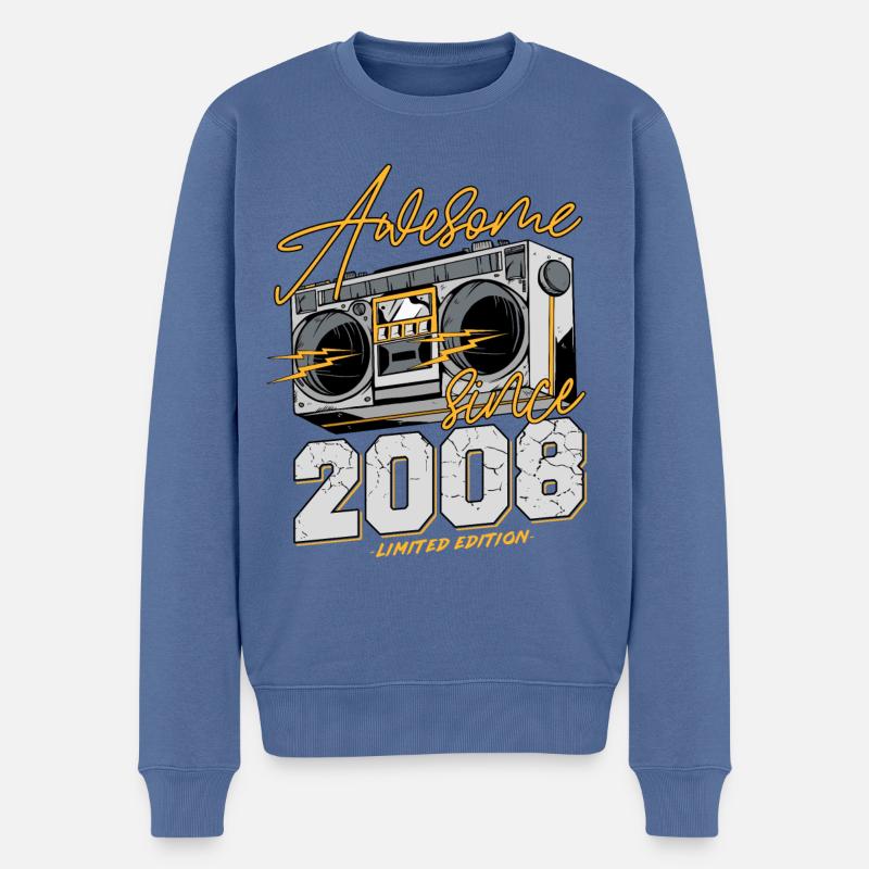 2008 Retro Vintage Jahrgang Geburtstag Geschenk - Männer Premium Bio Pullover - Taubenblau