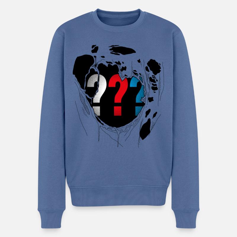 Die Drei ??? Logo Im Destroyed Look - Männer Premium Bio Pullover - Taubenblau