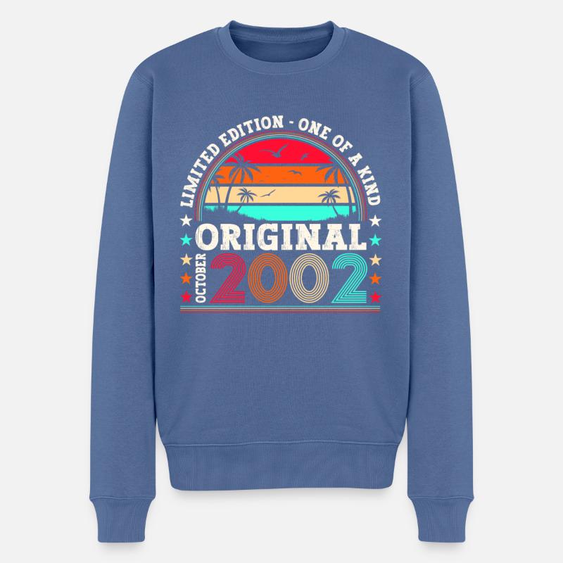 Original Oktober 2002 20. Geburtstag Geschenk Cool - Männer Premium Bio Pullover - Taubenblau