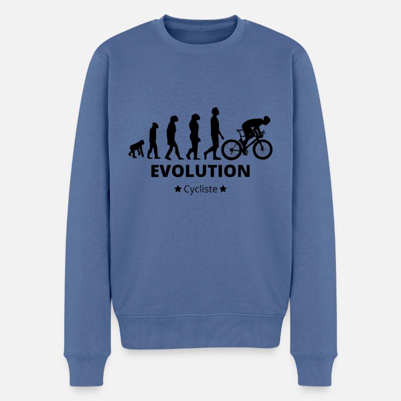 Evolution - Radfahrer - Männer Premium Bio Pullover - Taubenblau