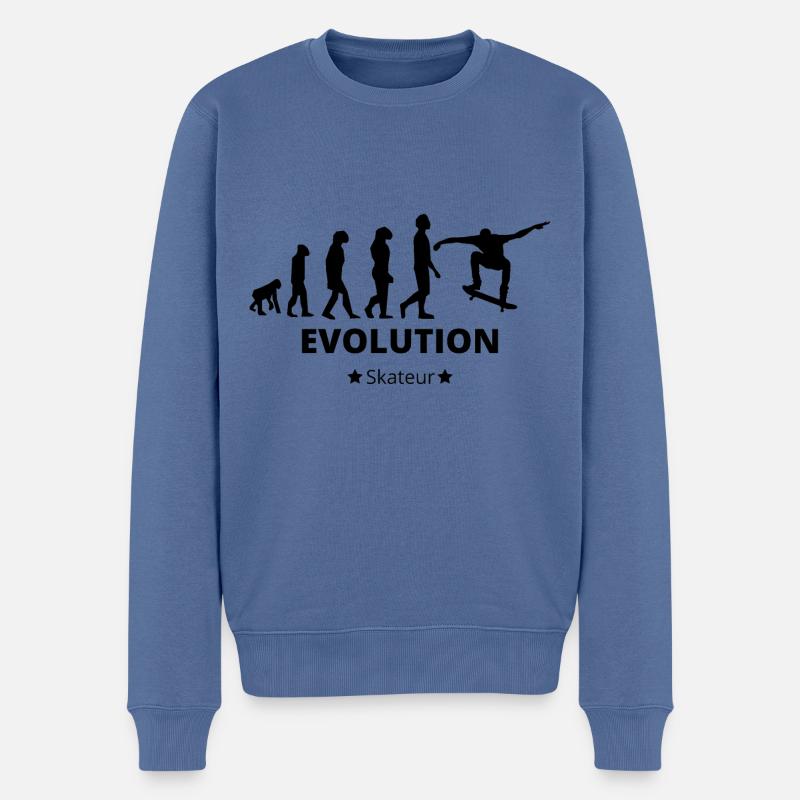 Evolution - Skateboarder - Männer Premium Bio Pullover - Taubenblau