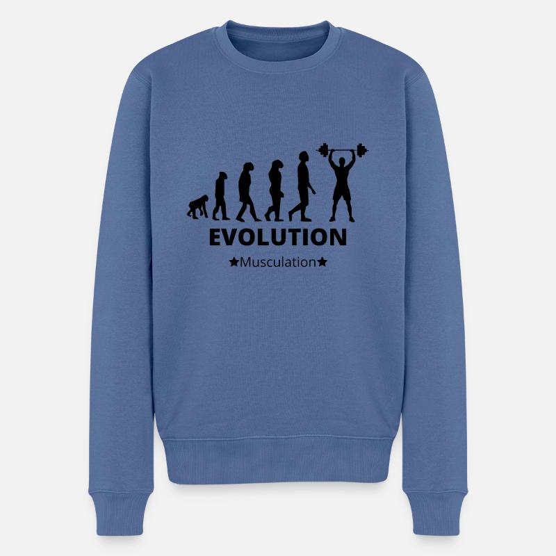 Evolution - Musculation - Pull Premium bio Homme - bleu pigeon