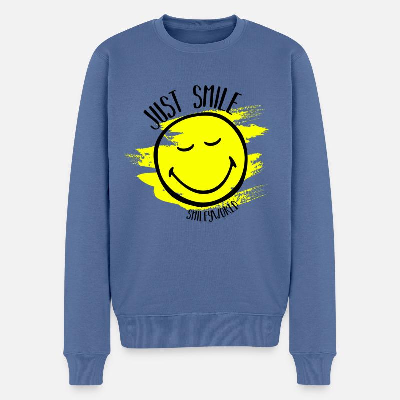Just Smile - Männer Premium Bio Pullover - Taubenblau