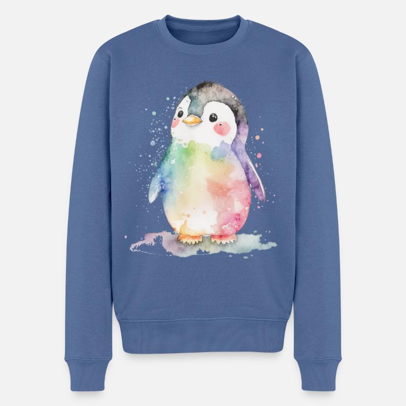 aquarelle de pingouin - Pull Premium bio Homme - bleu pigeon