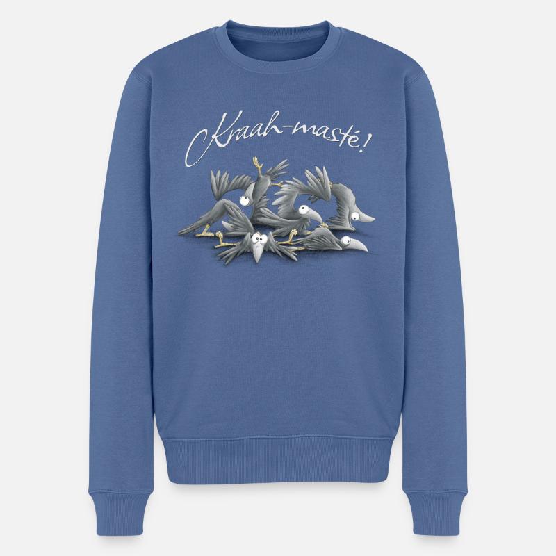 Kraah-masté! Yoga Vibes Krähen Meditation Raben - Männer Premium Bio Pullover - Taubenblau