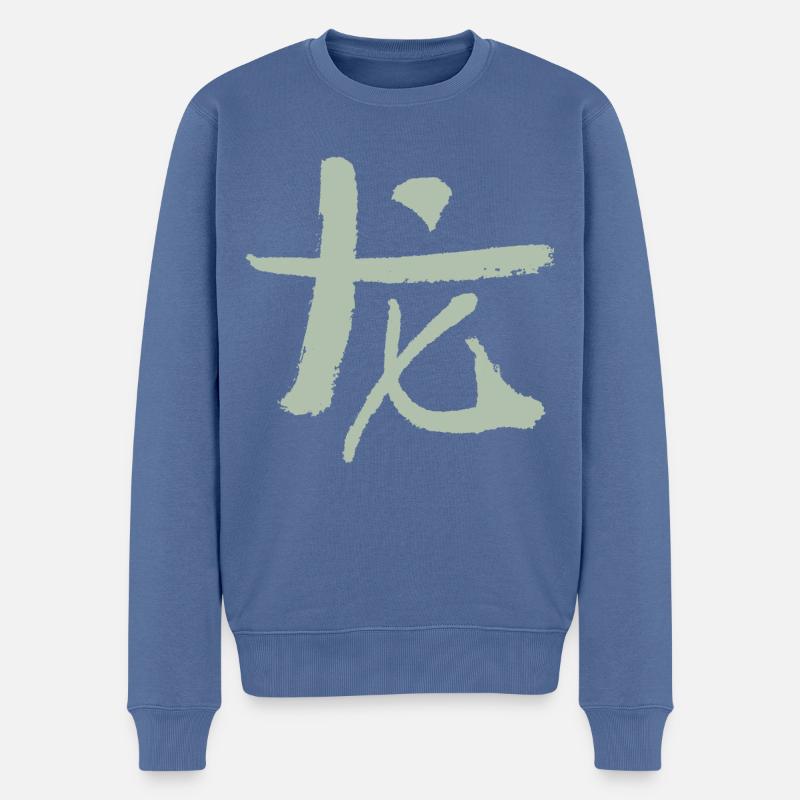 Drache - Chinesisch - Männer Premium Bio Pullover - Taubenblau
