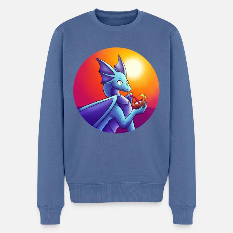 Sommer Blauer Drache - Männer Premium Bio Pullover - Taubenblau