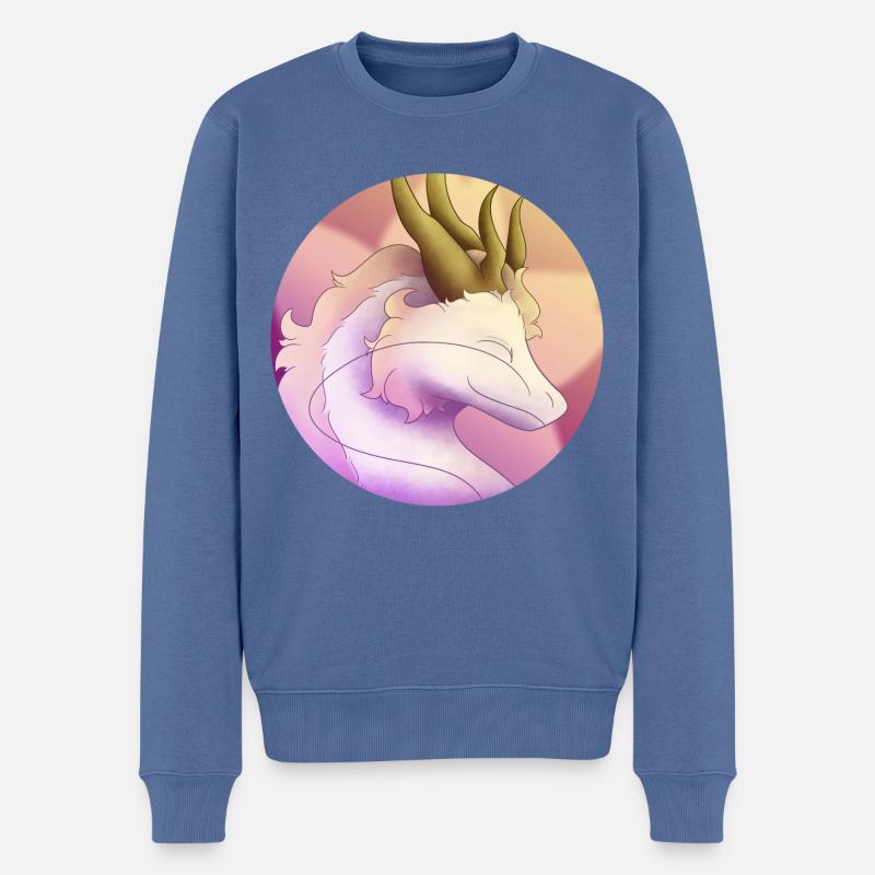Flauschiger rosa Drache - Männer Premium Bio Pullover - Taubenblau