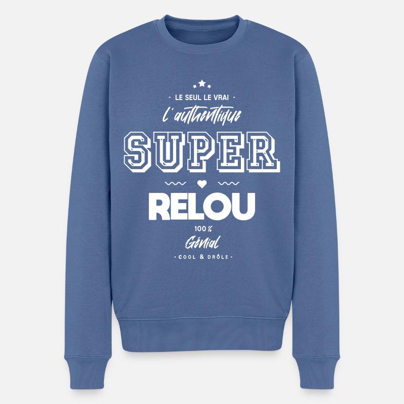 L authentique super relou génial - Pull Premium bio Homme - bleu pigeon