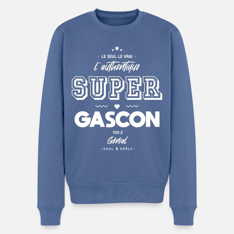 L authentique super gascon génial - Pull Premium bio Homme - bleu pigeon