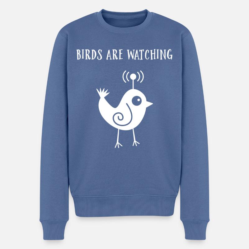 Les oiseaux observent - Pull Premium bio Homme - bleu pigeon