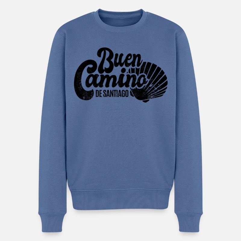 Buen Camino - Jakobsweg - Pilgertour - Santiago - Männer Premium Bio Pullover - Taubenblau