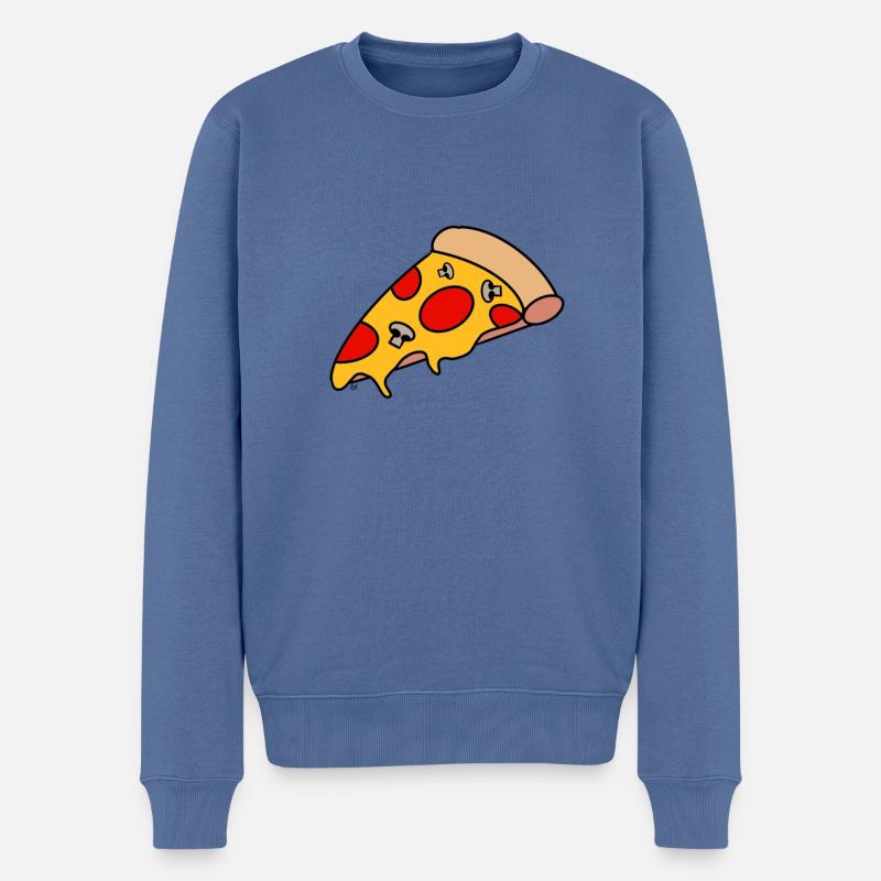 Stück Pizza - Männer Premium Bio Pullover - Taubenblau
