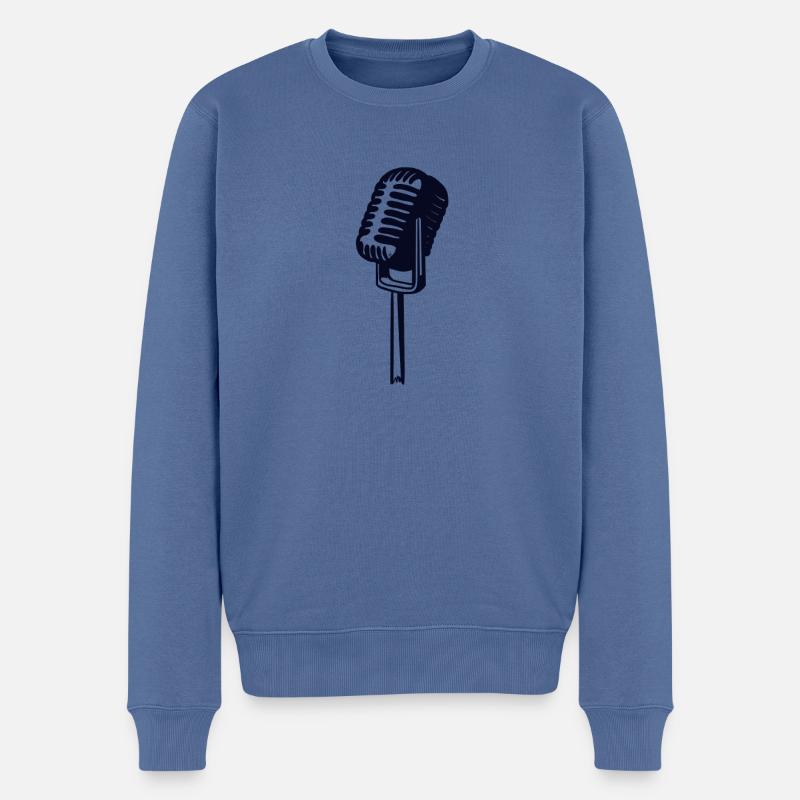 Micro vintage cassé - Pull Premium bio Homme - bleu pigeon