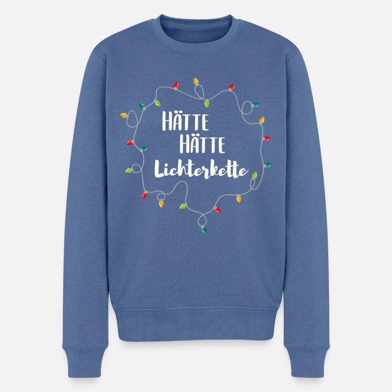 haette haette lichterkette - Männer Premium Bio Pullover - Taubenblau